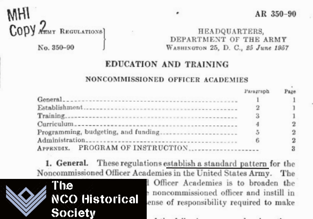 AR 350-90, Noncommissioned Officer Academies